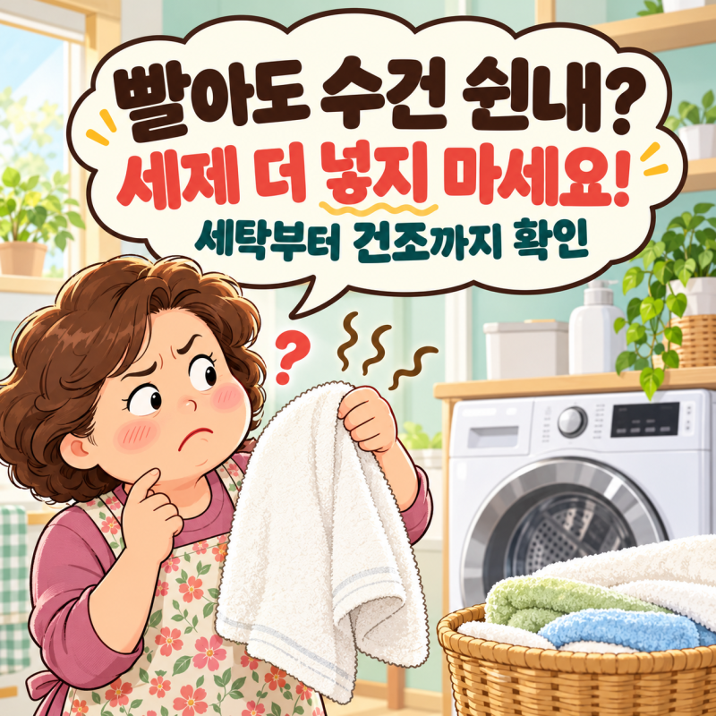 수건 쉰내 제거, 세제 더 넣으면 해결될까? 냄새 나는 이유와 세탁·건조 방법