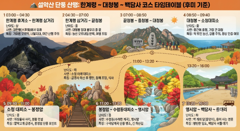 한계령~대청봉~백담사 단풍 코스