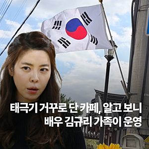 태극기 거꾸로 단 카페 알고 보니 배우 김규리 가족이 운영