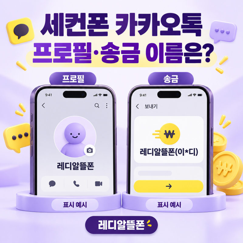세컨폰 카카오톡 프로필과 송금 이름은 어떻게 뜨나요?