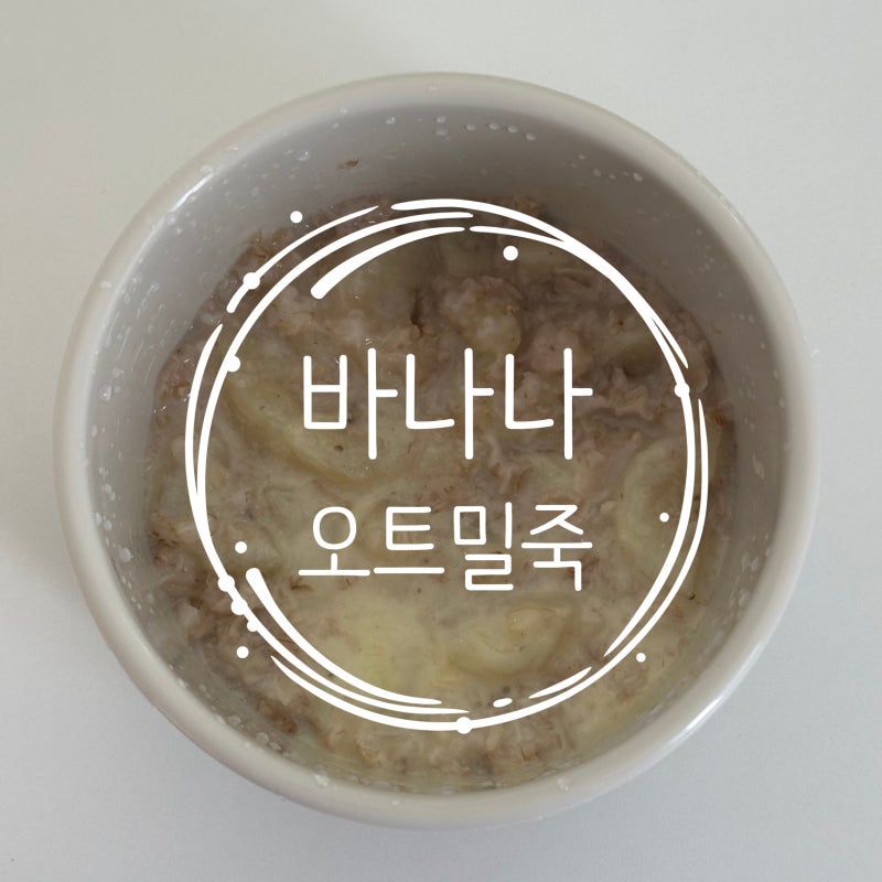 후기이유식 아기 아침 레시피 5분컷 초간단 바나나오트밀죽 만들기