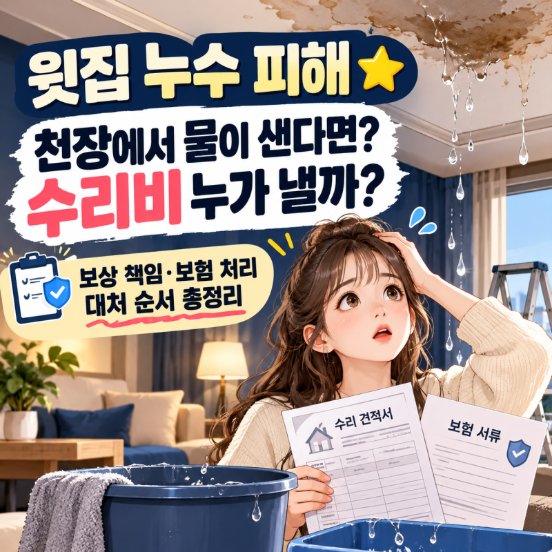 윗집 누수 피해 누가 보상할까?｜아파트 천장 물샘 대처·보험 처리