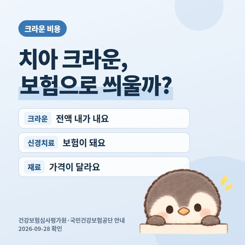 치아 크라운 비용 2026, 내 치아에 씌우면 100% 내 돈이에요