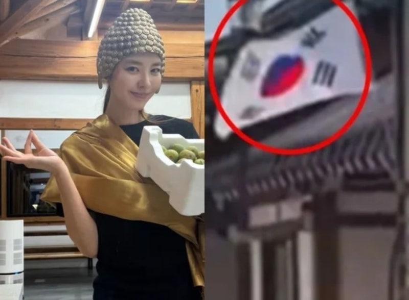 한글날인데 김규리 카페 앞 '뒤집힌 태극기'? 누가 게양했나