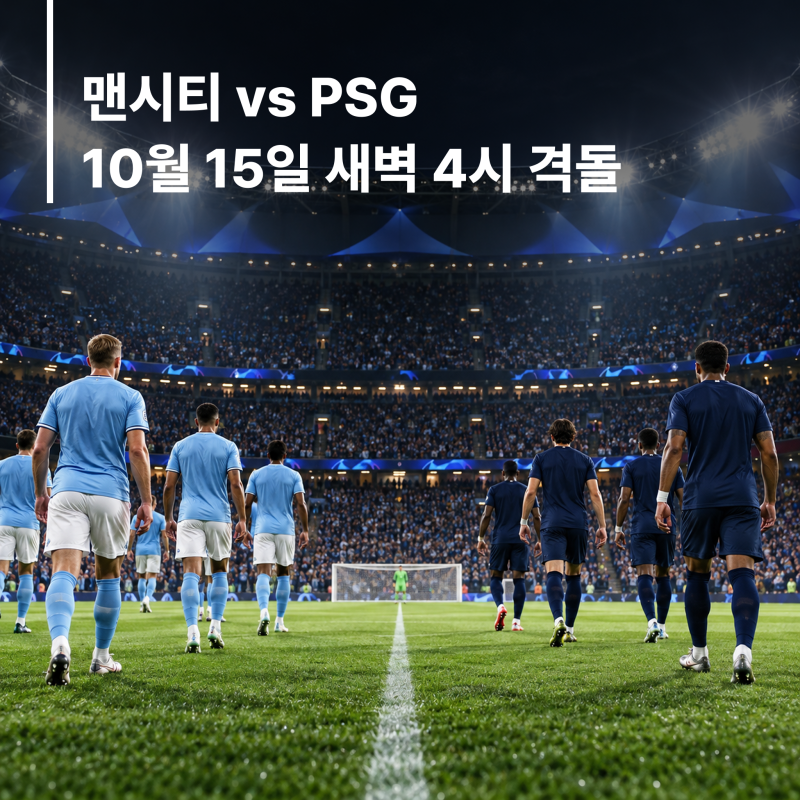 맨시티 vs PSG｜10월 15일 새벽 4시 챔피언스리그 경기 일정·중계·관전 포인트