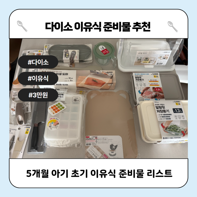다이소 이유식 준비물 추천 / 5개월 아기 초기 이유식 준비물 리스트