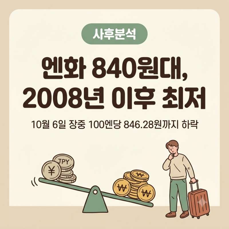 엔화 환율 840원대, 엔-원 재정환율 하락 이유와 반등 가능성 점검