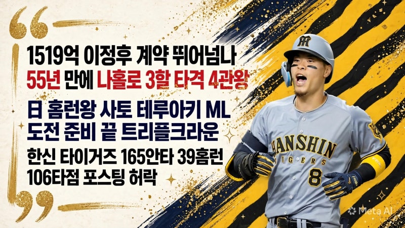 1519억 이정후 계약 뛰어넘나? 55년 만에 나홀로 3할→타격 4관왕 달성! 日 홈런왕 ML 도전 준비 ....