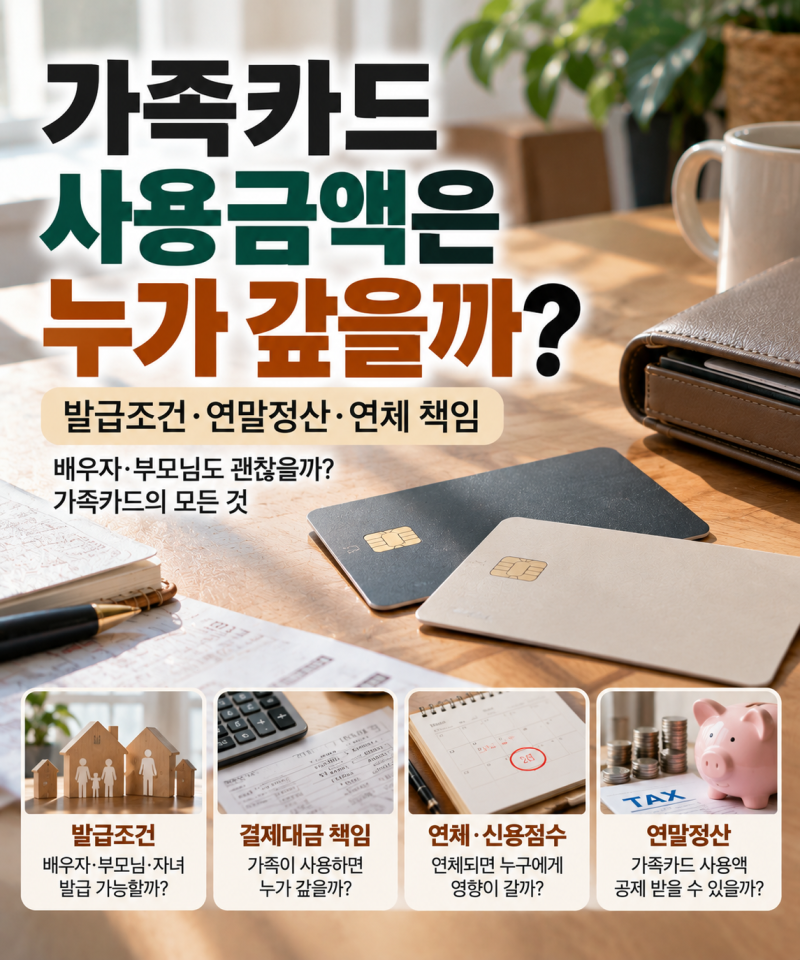 가족카드 사용금액은 누가 갚을까? 신용카드 가족카드 발급조건·연말정산·연체 책임 총정....