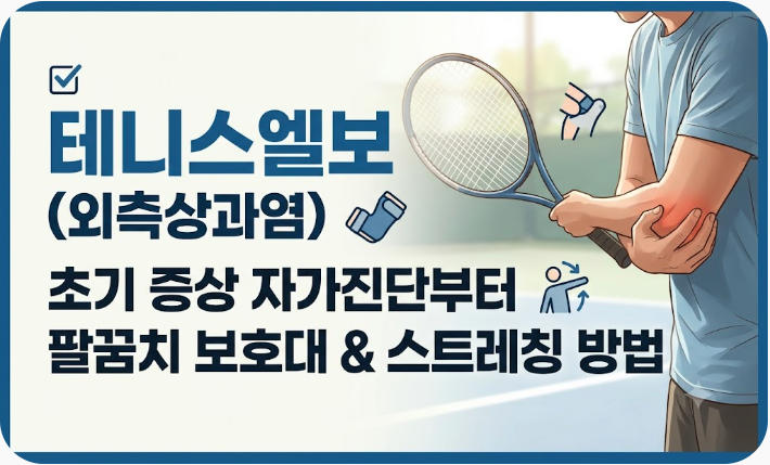 테니스엘보(외측상과염) 초기 증상 자가진단부터 팔꿈치 보호대 스트레칭 방법까지