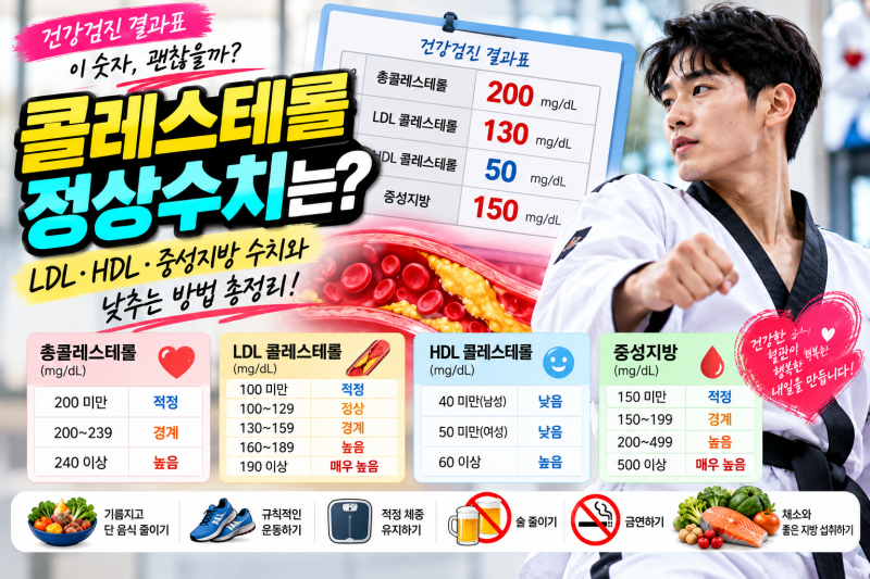 콜레스테롤 정상수치는? LDL·HDL·중성지방 수치와 낮추는 방법 총정리