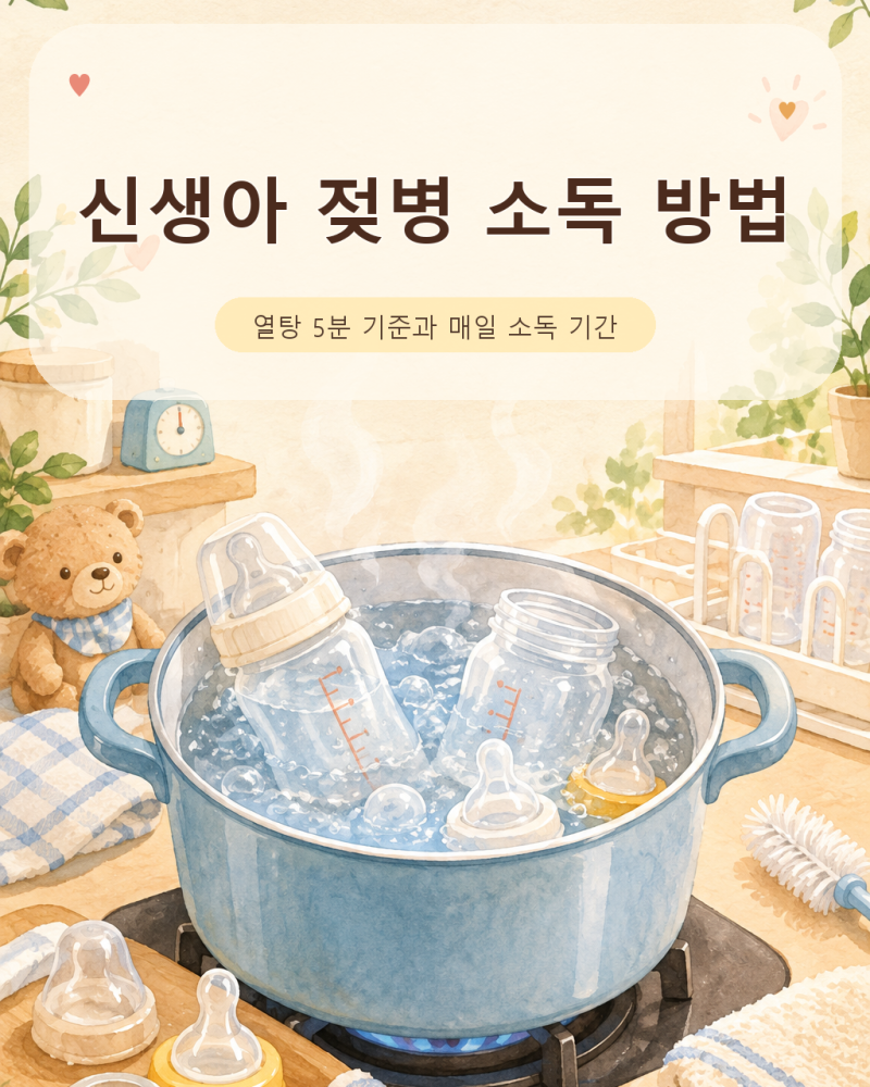 신생아 젖병 소독 방법｜열탕 5분 기준과 매일 소독 기간
