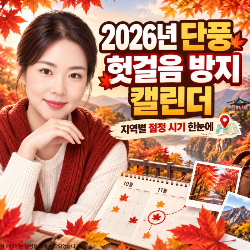 2026년 단풍 지역별 절정 시기 헛걸음 방지 캘린더