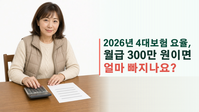 2026년 4대보험 요율, 월급 300만 원이면 얼마 빠지나요?