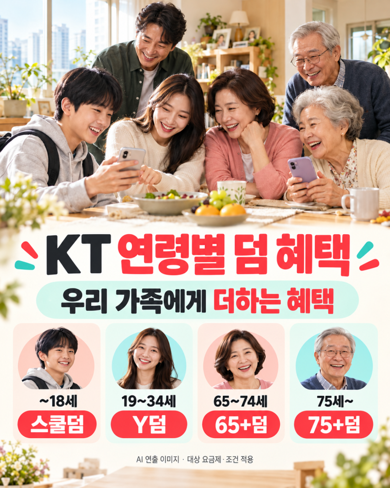 KT 연령별 덤 혜택 정리｜스쿨덤·Y덤·65+덤·75+덤, 우리 가족 데이터 혜택