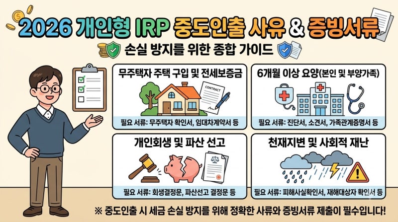 개인형 IRP 중도인출 사유 서류 2026 손해 방지 총정리
