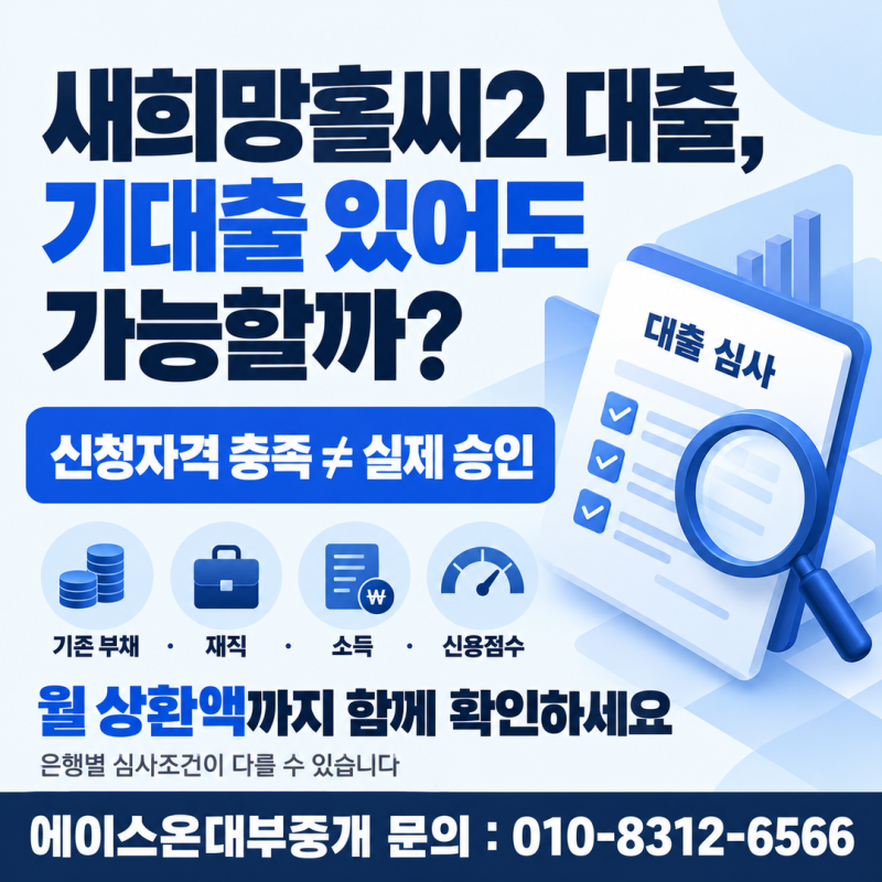 새희망홀씨2 대출 조건 기대출이 있어도 신청할 수 있을까?