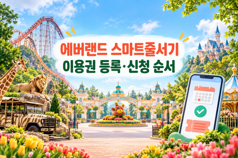 에버랜드 스마트줄서기, 입장권만 사면 바로 되는 건 아니에요｜앱 등록·신청 순서