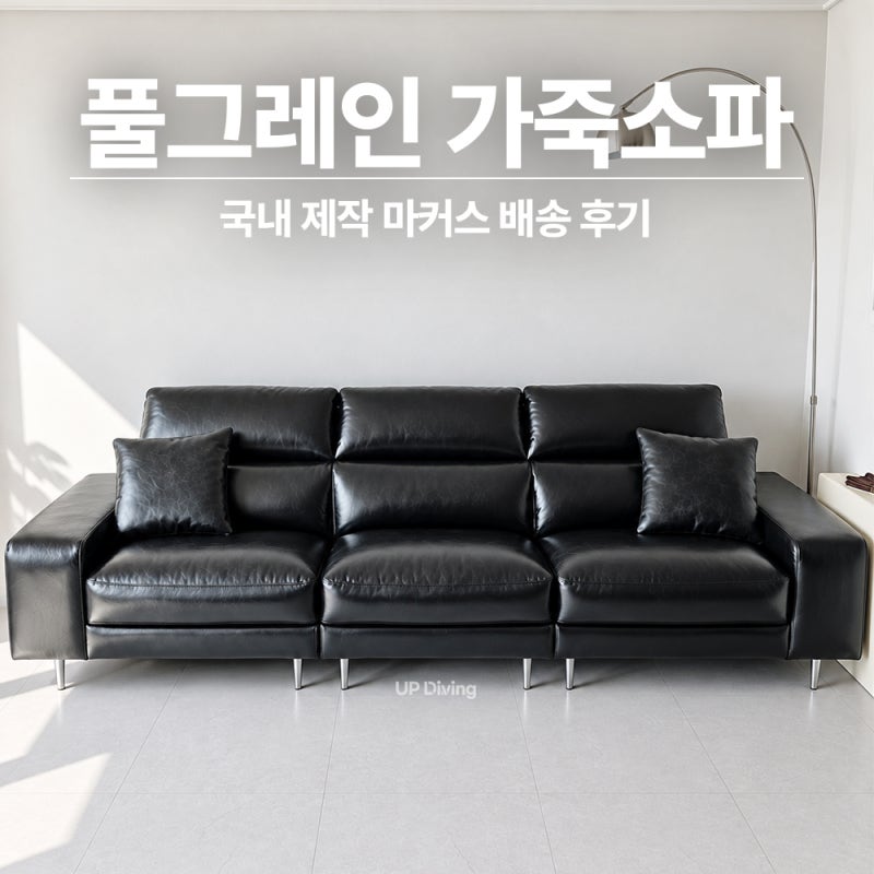 블랙 전체 가죽 소파 추천, 국내 제작 4인용 풀그레인 레더 쇼파 후기