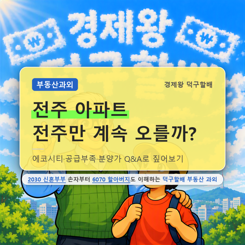 할배, 전북에서 전주만 오른다고요? 에코시티 84㎡ 7억 8천, 전주 아파트 전망과 공급 부족을 ....