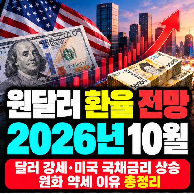 원달러 환율 전망 2026년 10월 달러 강세 미국 국채금리 상승 원화 약세 이유 총정리
