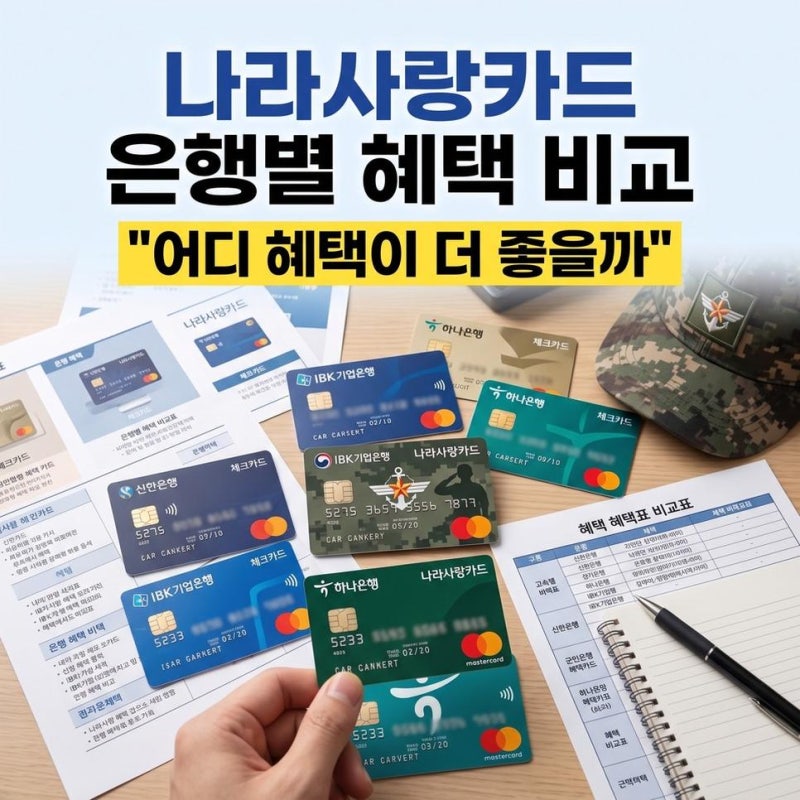 기업은행 나라사랑카드 재발급 신청, 은행별 혜택 기업 비교 정리