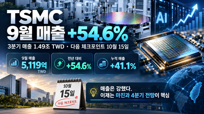 TSMC 9월 매출 54.6% 증가, 그런데 주가는 왜 안 올랐을까? 10월 15일이 더 중요한 이유