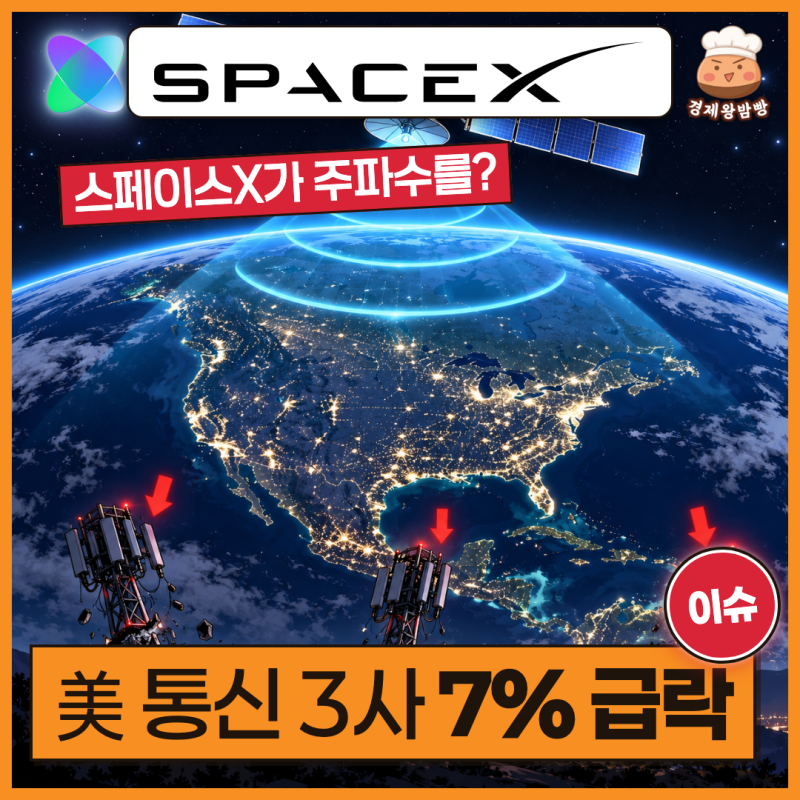 스페이스X가 주파수를 샀더니, 미국 통신 3사가 7% 급락했다
