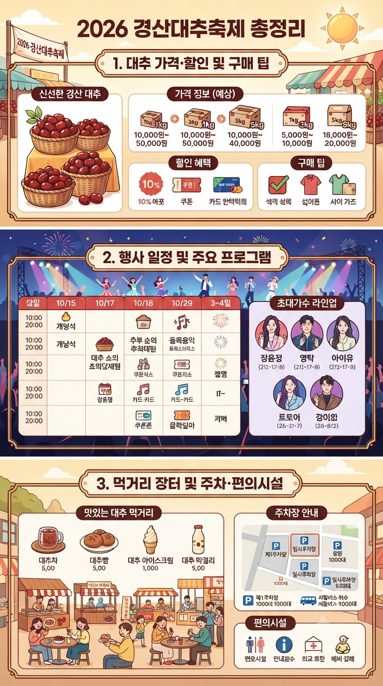 2026 경산대추축제 총정리｜대추 가격·할인·행사 일정·초대가수·먹거리·주차 정보