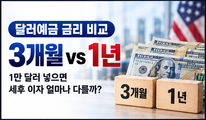 달러예금 금리 비교 3개월 vs 1년｜1만 달러 넣으면 세후 이자 얼마나 다를까?