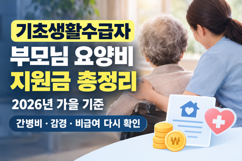 2026년 기초생활수급자 부모님 요양원 비용 얼마나 들까? 지원 제도와 감면 조건