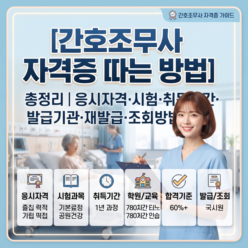 간호조무사 자격증 따는 방법 총정리｜응시자격·시험·취득기간·발급기관·재발급·조회 방....