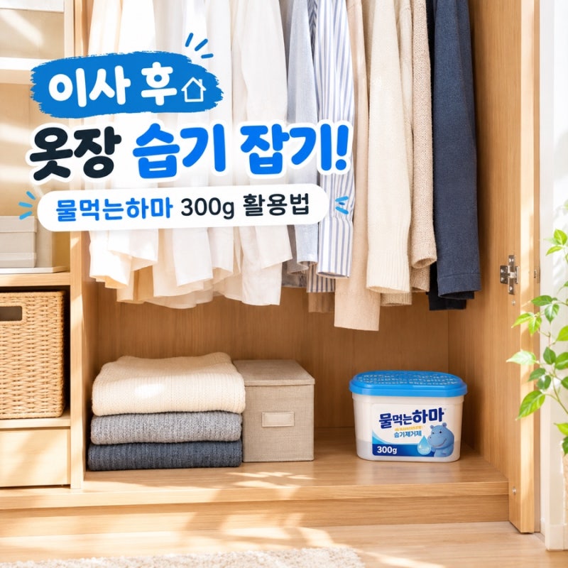 새집 이사 후 옷장 습기 잡기! 물먹는하마 300g 용기형 사용 후기 및 교체 주기