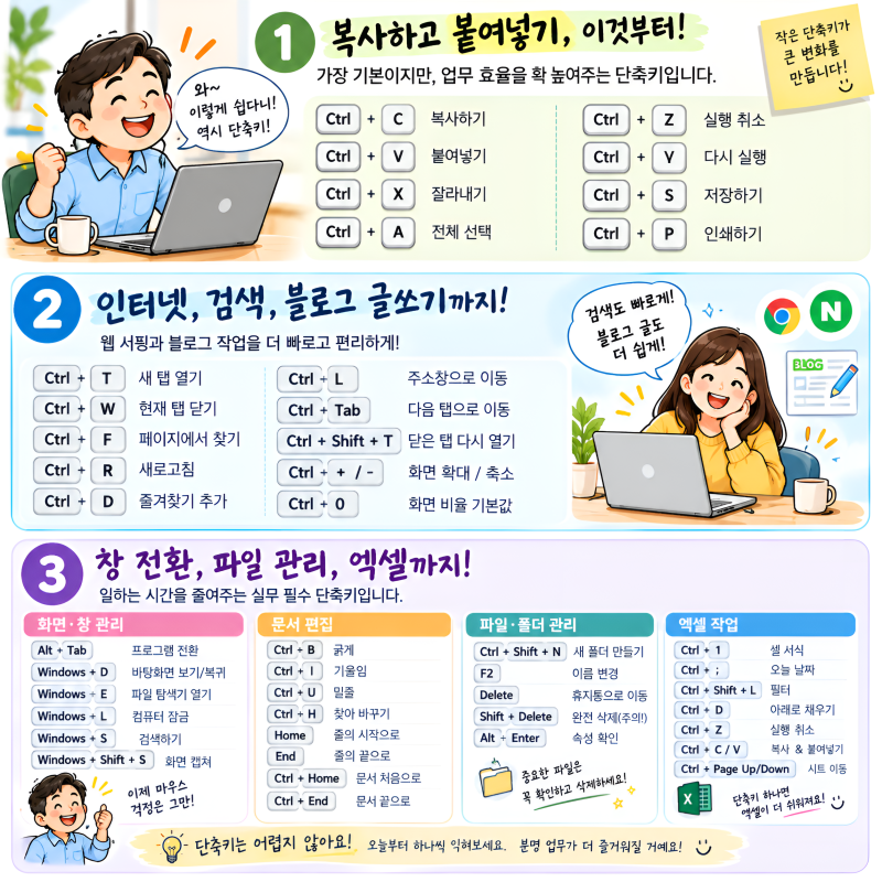 컴퓨터가 쉬워지는 마법! 꼭 알아야 할 키보드 단축키 30가지