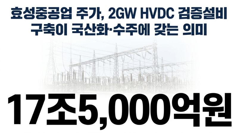 효성중공업 주가, 2GW HVDC 검증설비 구축이 국산화·수주에 갖는 의미