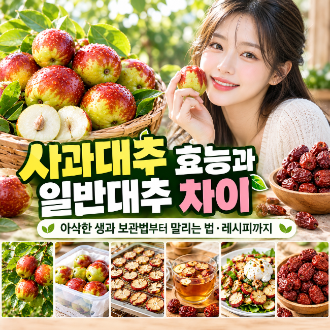 사과대추 효능과 일반대추 차이 | 아삭한 생과 보관법부터 말리는 법·레시피까지