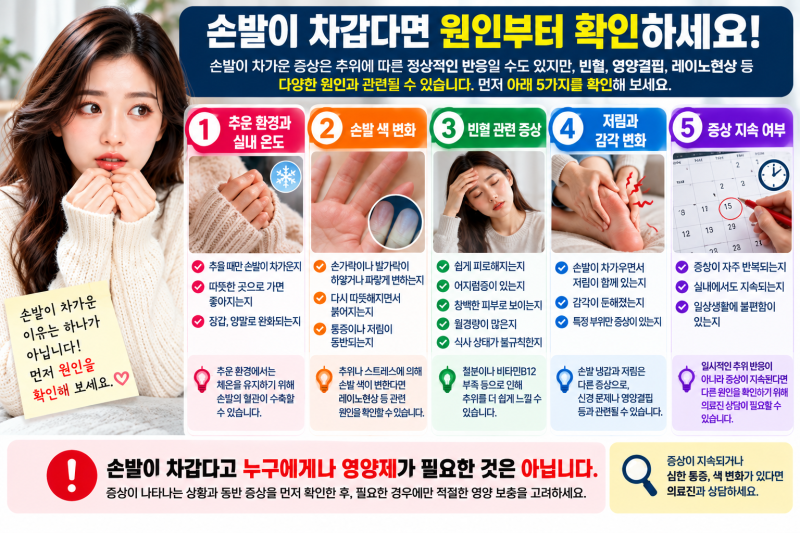손발이 차가울 때 영양제 어떻게 고를까요?｜철분·비타민B12·오메가3 성분 확인법과 주의사....