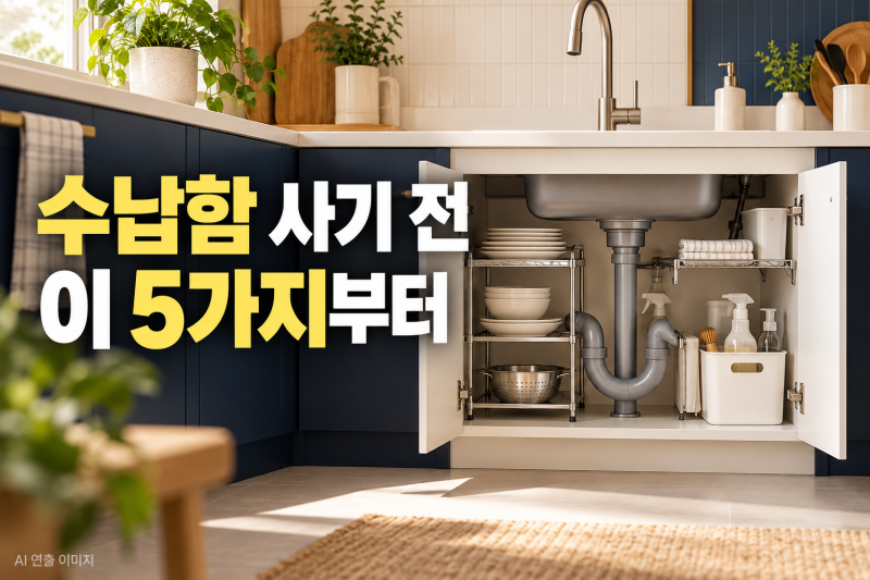 작은 주방, 수납함 사기 전에 확인할 5가지｜싱크대 하부장·조리대 정리법
