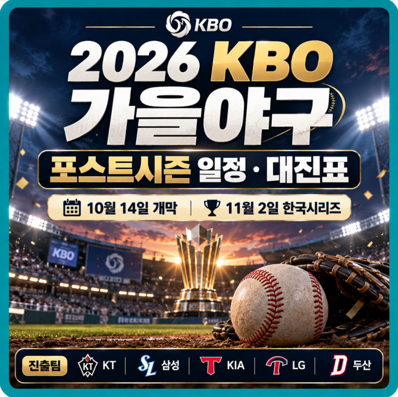 2026 KBO 가을야구 일정·대진표｜포스트시즌 진출팀과 한국시리즈 총정리