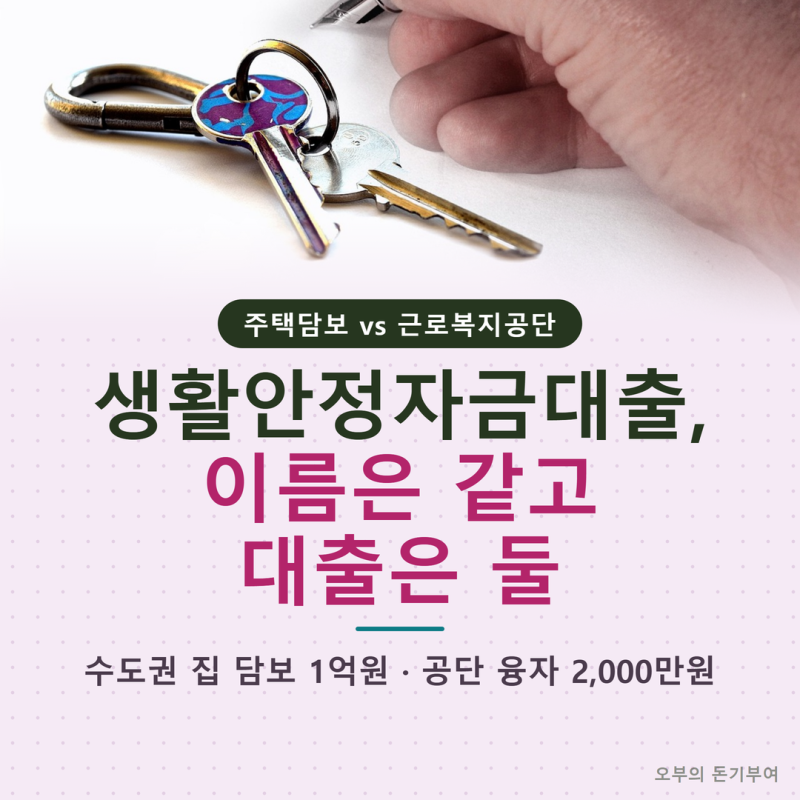 생활안정자금대출, 주택담보로 받는 것과 근로복지공단 융자는 다른 대출입니다. 수도권 1억....