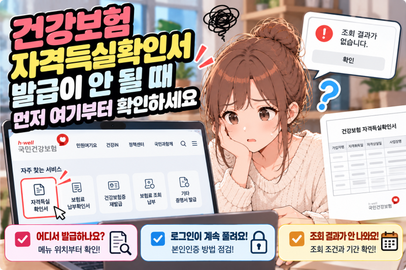 건강보험 자격득실확인서 발급이 안 될 때, 먼저 여기부터 확인하세요