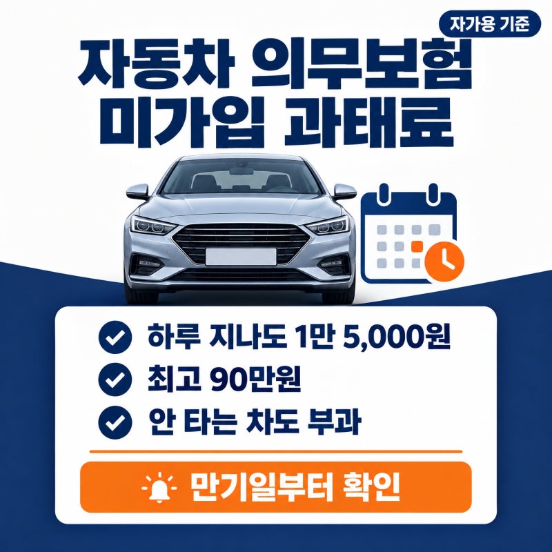 자동차 의무보험 미가입 과태료, 하루 지났을 때 금액과 조회 방법 정리