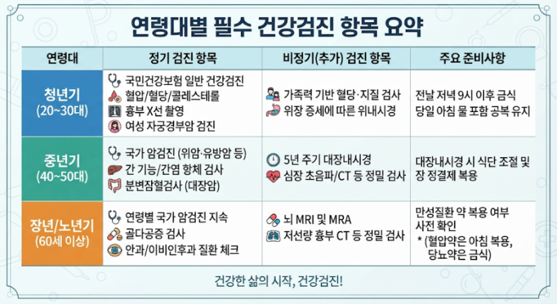 나이에 맞는 건강검진, 언제 어떤 항목을 챙겨야 할까요?
