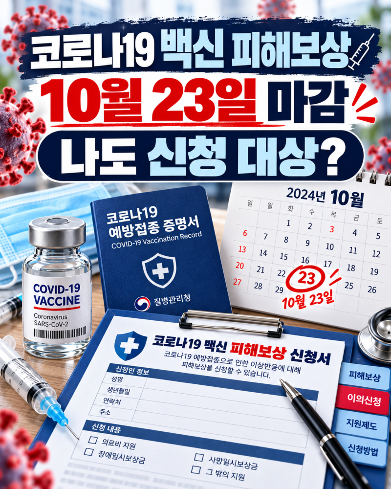 코로나 백신 피해보상 10월 23일 이의신청 마감, 나도 대상일까? 신청 조건 확인