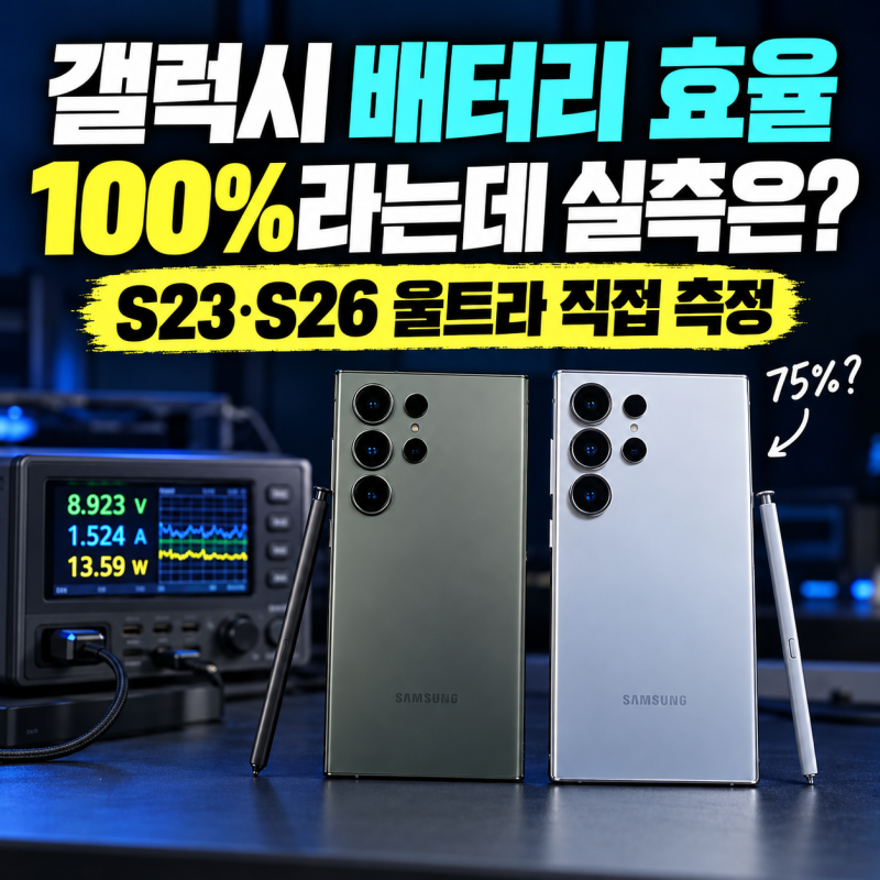 갤럭시 배터리 효율 확인법, S23 울트라 직접 재보니 75%?