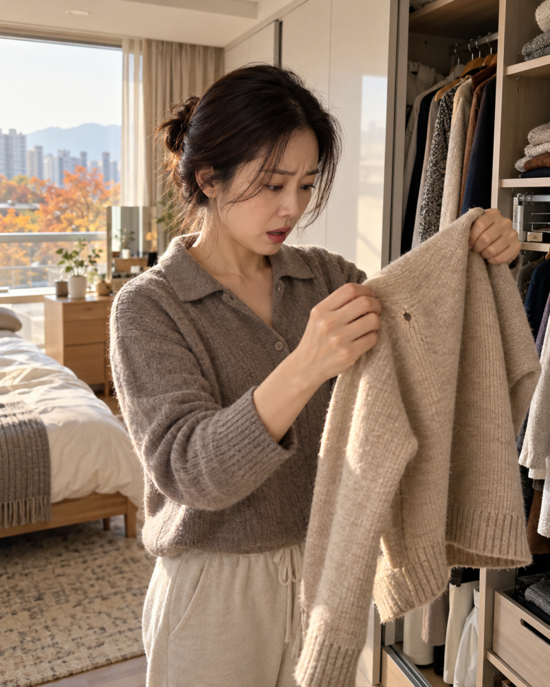 작년 니트에 구멍이 났다면? 10월 겨울옷 꺼내기 전 꼭 확인할 옷장 좀벌레·곰팡이·냄새 제....