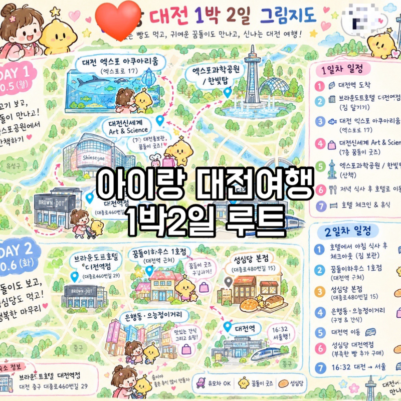 아이랑 1박 2일 대전 여행 루트