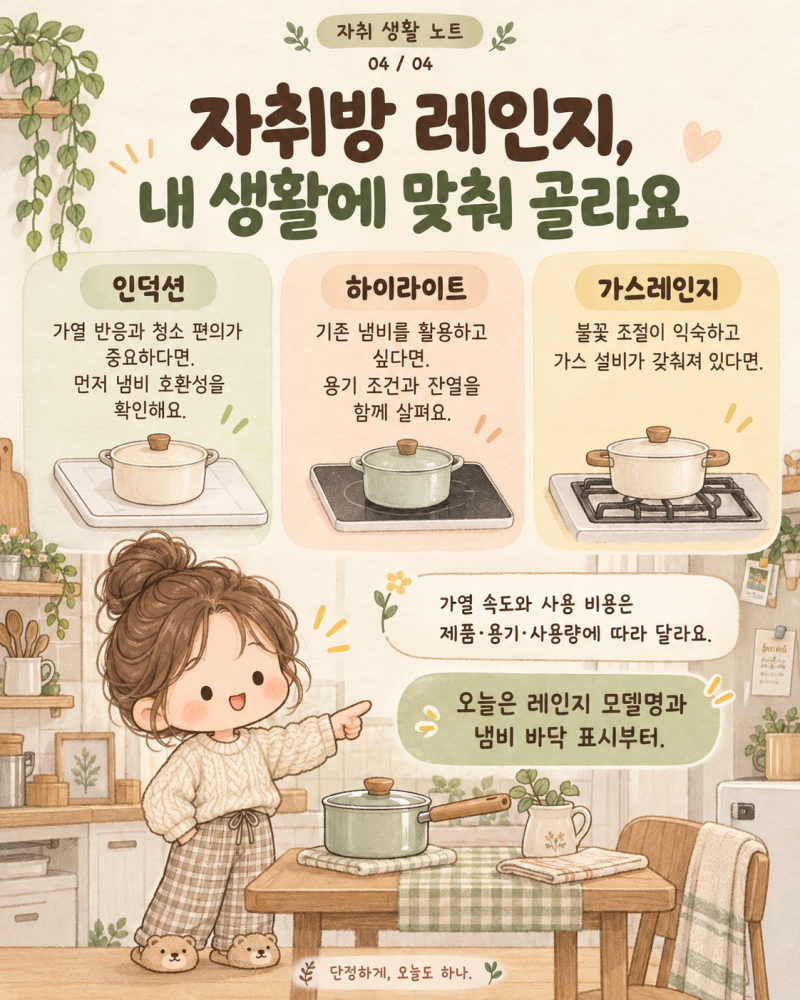 인덕션 vs 하이라이트 vs 가스레인지｜자취방에선 뭐가 덜 번거로울까?