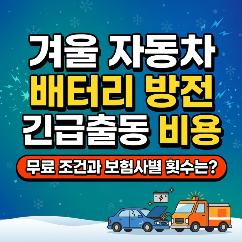 겨울 자동차 배터리 방전 긴급출동 비용, 보험사별 무료 횟수와 접수번호