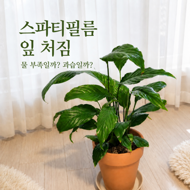 스파티필름 잎이 축 처질 때, 물 부족과 과습 구분하기